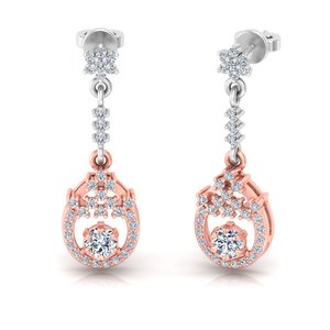 Pendientes Largos de Oro Sólido de 10k, 14k y 18k con Diamantes Cultivados en Laboratorio de Corte Redondo de Diseño, para Regalo, Fiestas, Aniversarios y Uso Diario - Product Image 6