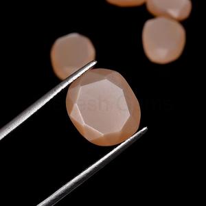 Natural <b>Peach</b> Moonstone Faceted Rose Cut Loose Flat Back Gemstones For Jewelry Making For Ring Earrings Setting Stone Slices - Product Image 4