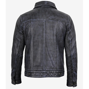 2026 OEM Best Trending Distressed Black Cowhide Leather Jackets For Men's 100%High Quality Low MOQ Winter Fashion <b>Heated</b> Jackets - Product Image 2