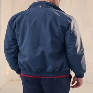 เสื้อแจ็คเก็ตบอมเบอร์สีพื้นสำหรับผู้ชาย ไซส์ใหญ่ ระบายอากาศได้ดี คอปกเหลี่ยม ผ้าแคนวาส สีกรมท่า ย้อมเส้นด้าย - Product Image 6