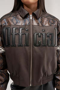 <b>Plus</b> <b>Size</b> Women's <b>Faux</b> <b>Leather</b> Bomber <b>Jacket</b> Solid Logo Front Zipper Closure Windproof Street Style Winter Wear Full Sleeve - Product Image 4
