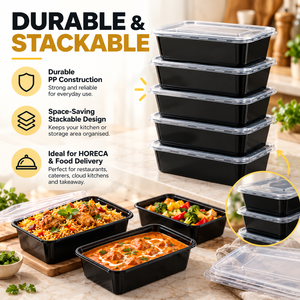 Contenedor Rectangular de Plástico PP de 1000 ml para Alimentos con Tapa Transparente, Envase de Grado Alimenticio para Llevar, para Restaurantes, Hoteles y Cocinas - Product Image 5