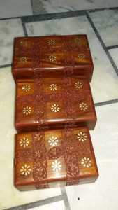 Handcrafted Wooden Jewelry <b>Box</b> Carved <b>Floral</b> Storage Case Magnetic Lid Square Organizer Gift Home Decor From Uttarakhand - Product Image 2