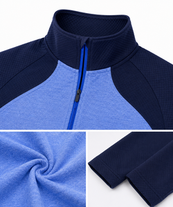 Women Navy Blue Heather Blue Quarter Zip Equestrian Base Layer Riding Shirt Breathable Stretch Training <b>Top</b> Custom OEM ODM - Product Image 4
