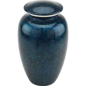 Élégante urne funéraire bleu clair avec détails argentés et mini-urne assortie - Product Image 4