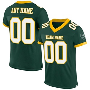 Best Selling New Green Yellow White American Football Jersey V-Neck Short Sleeve Breathable Mesh Sublimated Print Jersey - Product Image 1