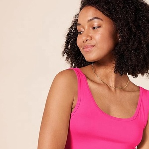 Camiseta de Punto Rosa para Mujer, Talla Grande, Cuello Redondo, Color Sólido, Informal, para Otoño, Transpirable, Ecológica, de Secado Rápido, Marca Ever Glow - Product Image 4