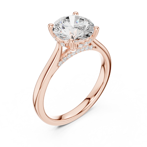 Anillo de compromiso solitario de corte redondo personalizado con halo oculto, engaste catedral de 6 puntas, anillo de diamantes para mujer, OEM ODM al por mayor - Product Image 1