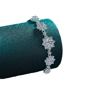 Pulsera de Moissanita con Forma de Flor, Plata de Ley 925, Joyería de Lujo para Mujer, Pulsera de Cadena para Boda - Product Image 5