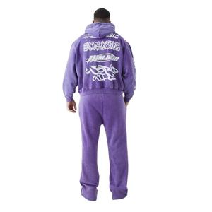 Survêtement personnalisé pour hommes lavé à l'acide ensemble de jogging réversible coupe-vent avec fermeture à cordon imprimé de décoloration solaire pour la saison d'hiver - Product Image 1