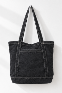 <b>Yellow</b> Cotton Solid Color Zipper Tote <b>Bag</b> with Large Capacity for Travel and Shopping - Product Image 2