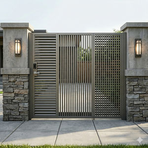 Puerta Doble Abatible de Hierro Forjado con Recubrimiento en Polvo KHP, Control Manual, Exterior, Duradera, Fácil Instalación, Diseño Tradicional - Product Image 3