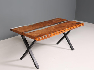 Luxury <b>Epoxy</b> Resin Wood Dining <b>Table</b> Handmade River <b>Table</b> with Live Edge Design for Home & Restaurant Furniture - Product Image 4