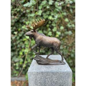 Sculpture décorative en fonte de renne aux bois sauvages avec base, prix de gros, décoration de Noël - Product Image 2