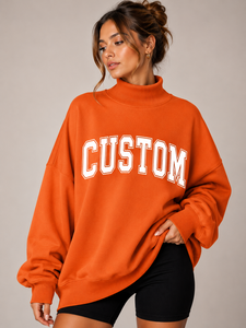 บริการ ODM OEM เสื้อสเวตเชิ้ตคอเต่าผู้หญิง สกรีนโลโก้ได้ตามต้องการ สีพื้น แขนยาว ผ้าโพลีเอสเตอร์/คอตตอน กันยับ สำหรับฤดูหนาว - Product Image 1