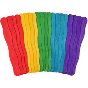 50 Palitos de Madera Ondulados de 8 Pulgadas de Colores, Palitos Arcoíris para Manualidades, Asas para Abanicos, Palitos Grandes para Helados, Suministros para Manualidades - Product Image 1
