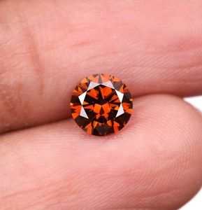 Diamant de laboratoire de couleur Cognac, taille ronde, couleur rouge, pierre lâche, fantaisie marron orangé, diamant CVD/HPHT pour la fabrication de bijoux, vente en gros - Product Image 6