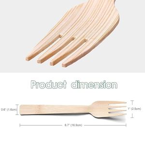 Ensemble de couverts jetables en bambou, couteau, fourchette, cuillère, vaisselle écologique pour le camping - Product Image 2