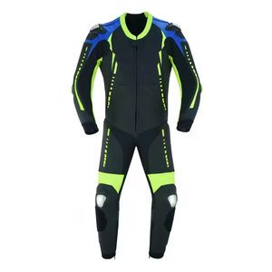 Combinaison de moto en cuir pour homme, manches longues, colorée, respirante, utilisable toute l'année - Product Image 1