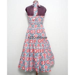 Robe longue formelle indienne 100 % coton, imprimé floral, épaules dénudées, écologique, faite à la main, coupe trapèze, pour soirée, vente en gros fabricant - Product Image 5