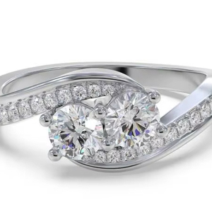 <b>Two</b> <b>Stone</b> Round Diamond Shoulder Set <b>Ring</b> 0.65 Ct Lab Grown Diamond In 18K Gold Platinum - Product Image 1