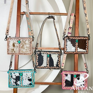 Handmade New Western Tooled <b>Leather</b> Cowhide Crossbody <b>Bag</b> for Women's Shoulder Purse Floral Luxury Latest Designer Sling Handbag - Product Image 1