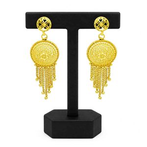 Pendientes Colgantes Chapados en Oro de 14K, 18K, 24K al por Mayor, Diseño Turco y Árabe para Novias, Pendientes Colgantes de Moda para Bodas - Product Image 1
