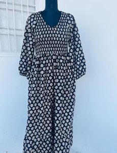 Women's Girls' Printed Pure Cotton Maxi <b>Dress</b> Indian Block Print Casual Summer <b>Evening</b> Party Trendy Wholesale Long Midi Bulk - Product Image 5