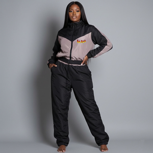 Wholesale 100% Cotton Women's Winter Tracksuit Custom Screen Printed logo Solid <b>Lace</b> Fleece 2 Tone Streetwear Comfortable - Product Image 5