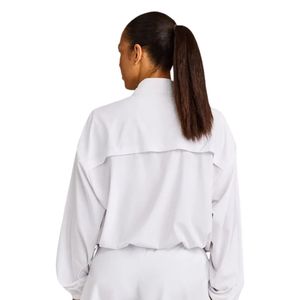 White <b>Womens</b> Polyester Windbreaker <b>Jacket</b> Custom Logo Letter Print Full Zip High Neck <b>Lightweight</b> Outdoor Streetwear OEM Apparel - Product Image 2