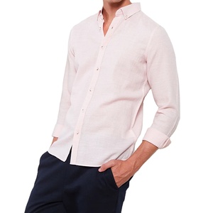 เสื้อเชิ้ตทางการเข้ารูปสีชมพูสำหรับผู้ชายผ้าฝ้าย100เปอร์เซ็นต์ระบายอากาศได้มีกระดุมสำหรับใส่ในสำนักงานขายส่ง - Product Image 4