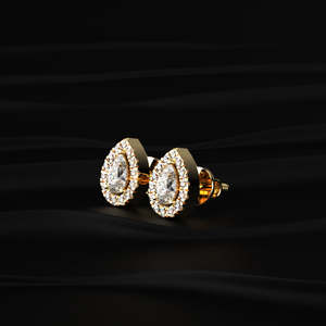 Pear Shape Moissanite Halo Stud <b>Earrings</b> 2.50 TCW Colorless VVS 14K Gold 1.25 Carat Teardrop Solitaire Screw <b>Back</b> Handmade Jewel - Product Image 3