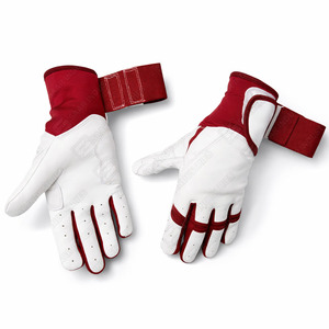 Gants de frappeur de baseball en cuir sur mesure de qualité supérieure, manchette longue, taille adulte, combinaison de couleurs blanc et bordeaux, pour l'entraînement au baseball - Product Image 3