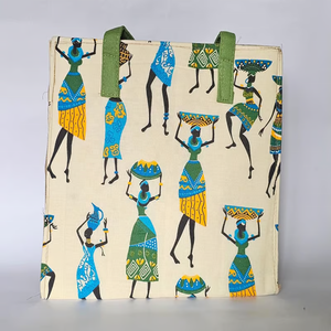 Bolso de mano de lona de calidad superior unisex, respetuoso con el medio ambiente, con fuelle de Yute natural, cremallera doble sin azo y bolsillo frontal - Product Image 5