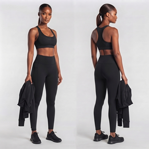 Conjunto Deportivo de Yoga de 3 Piezas 100% Poliéster para Mujer, Bra Deportivo, Chaqueta de Compresión y Leggings de Cintura Media para Gimnasio y Fitness - Product Image 2