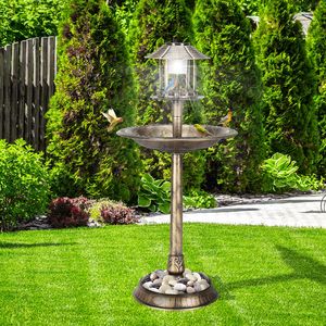Abbeveratoio per Uccelli Rotondo in Plastica 51*51*106cm con Luce Solare Bronzo per il Giardino - Product Image 4