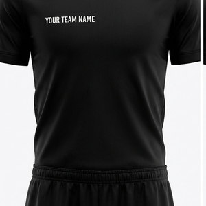 Custom Sublimated <b>Soccer</b> Jersey Set Men's Black Short Sleeve Moisture Wicking Uniforms Adult Size Crew Neck 100% Polyester - Product Image 5