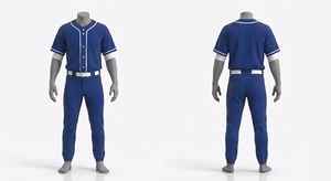 Men's <b>Baseball</b> Uniform Set Blue Short Sleeve Jersey Pants Breathable Regular Fit All Seasons Embroidery Print Team Apparel - Product Image 1