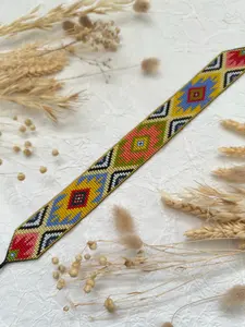 Collier ras du cou tendance à perles géométriques, style bohème tribal multicolore, collier large en perles de rocaille, collier folklorique ukrainien tissé, CADEAU - Product Image 4