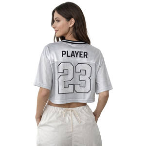 Maillot de football américain court en mesh pour femme, col en V, manches courtes, streetwear, impression de numéro, logo personnalisé, marque privée, OEM - Product Image 3