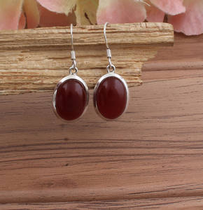 Boucles d'oreilles pendantes en jaspe rouge naturel, perles en argent sterling 925, bijoux en pierre précieuse rouge véritable pour femmes, fête, luxe - Product Image 6