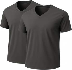 T-shirt pour homme en polyester/coton imprimé sérigraphié, anti-plis, écologique, respirant, léger, séchage rapide, col en V, pour usage quotidien - Product Image 4