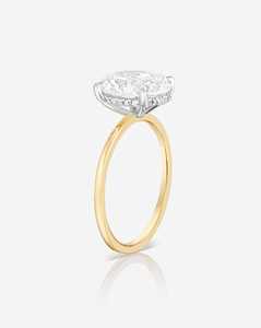 Bague de fiançailles ovale en diamant de laboratoire, or massif 14K 18K, sertie halo, solitaire minimaliste, pour demande en mariage et anniversaire, prix d'usine - Product Image 4