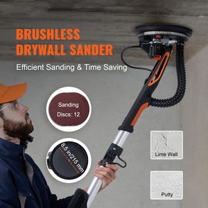 Ponceuse à cloisons sèches 800W avec moteur sans balais, vitesse variable 1000-2300 tr/min, pliable pour plafonds et murs - Product Image 2