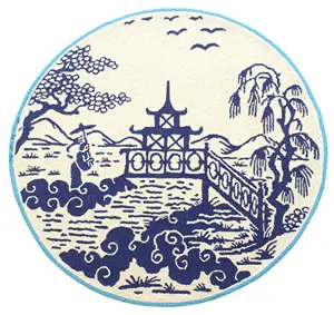 Tapis d'intérieur en laine de qualité supérieure fait à la main de la collection Himalaya, 5x5 pieds, couleur unie moderne, poils moyens, bleu, grande taille, entrée, salon - Product Image 1