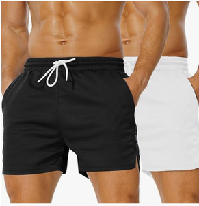 <b>Men</b> White Solid Color Board Shorts Mid Waist Drawstring Quick Dry Casual Swim <b>Trunks</b> with Pockets - Product Image 3