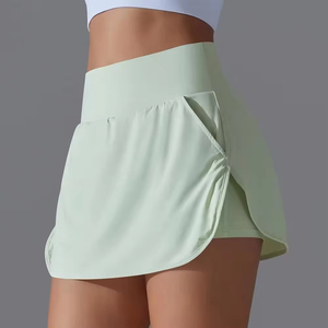 Women's High Waist Breathable Spandex Seamless Elastic Waist Quick Dry <b>Running</b> Yoga Shorts Gym Sport Biker Tennis Summer Youth - Product Image 1