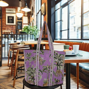 Bolso Tote Acolchado Kantha Hecho a Mano, Bolso de Mano Grande Personalizado Estilo Boho para Playa y Viajes, Bolso de Compras Bordado con Bolsillo Interior, Color Sólido - Product Image 3