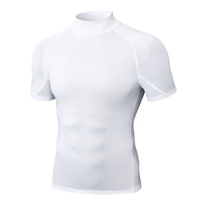 T-shirt d'été pour homme en polyester, à col montant, séchage rapide, extensible, pour la course et le fitness, avec logo brodé personnalisé, fabrication OEM par l'usine BD en Chine - Product Image 4