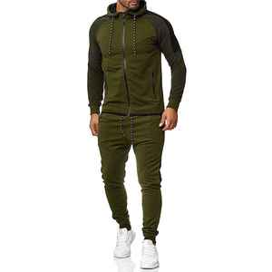 Conjunto Deportivo de Dos Piezas para Hombre, Sudadera con Cremallera Verde y Pantalones, Precio al por Mayor, Ropa Deportiva Informal para Gimnasio, OEM - Product Image 3